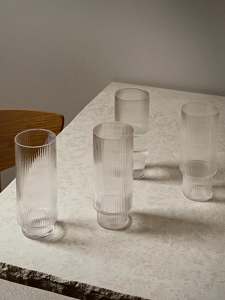 FERM LIVING Longdrinkglas 4er Set RIPPLE
